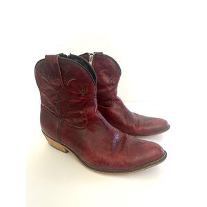 Dingo Womens Adobe Rose Pointed Toe Cowboy Casual Boots Ankle Low Heel Sz 10